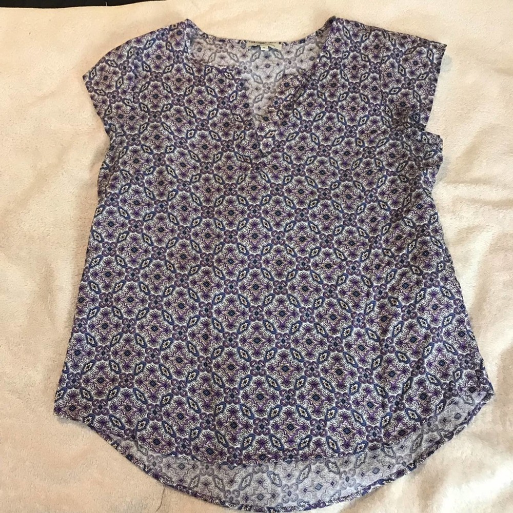 Anne Carson Purple Mandala Lightweight Blouse M